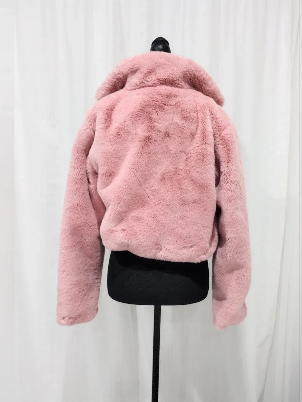 Forever 21 Sz S Dusty Pink Faux Fur Cropped Jacket